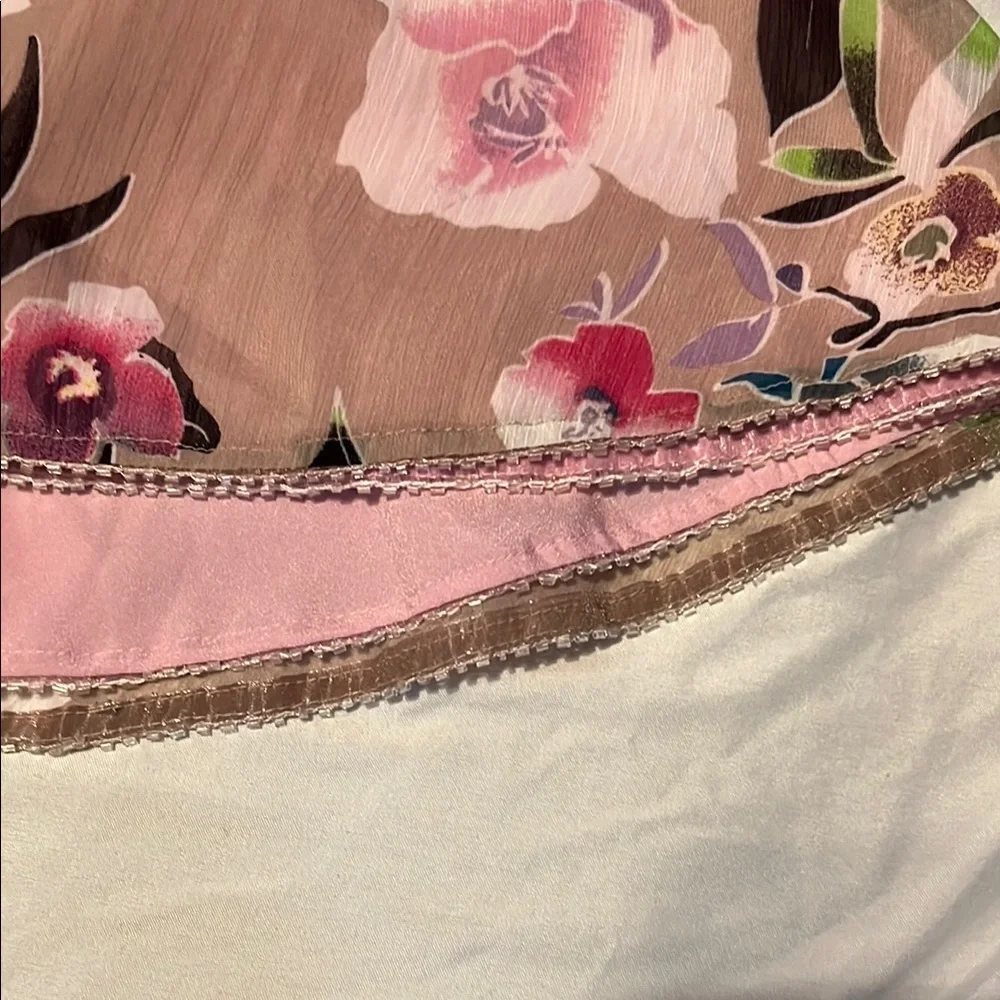 Badgley Mischka NEW Reversible Floral/Pink Asymmetrical Wrap Skirt RARE … - Picture 5 of 16